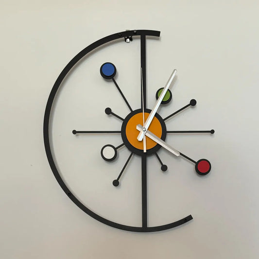 Modern Abstract Wall Clock with Colorful Geometric Design – Minimalist Home Décor Timepiece