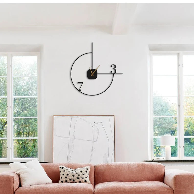 Modern Minimalist Wall Clock – Unique Open Design with Golden Hands for Home & Office Décor