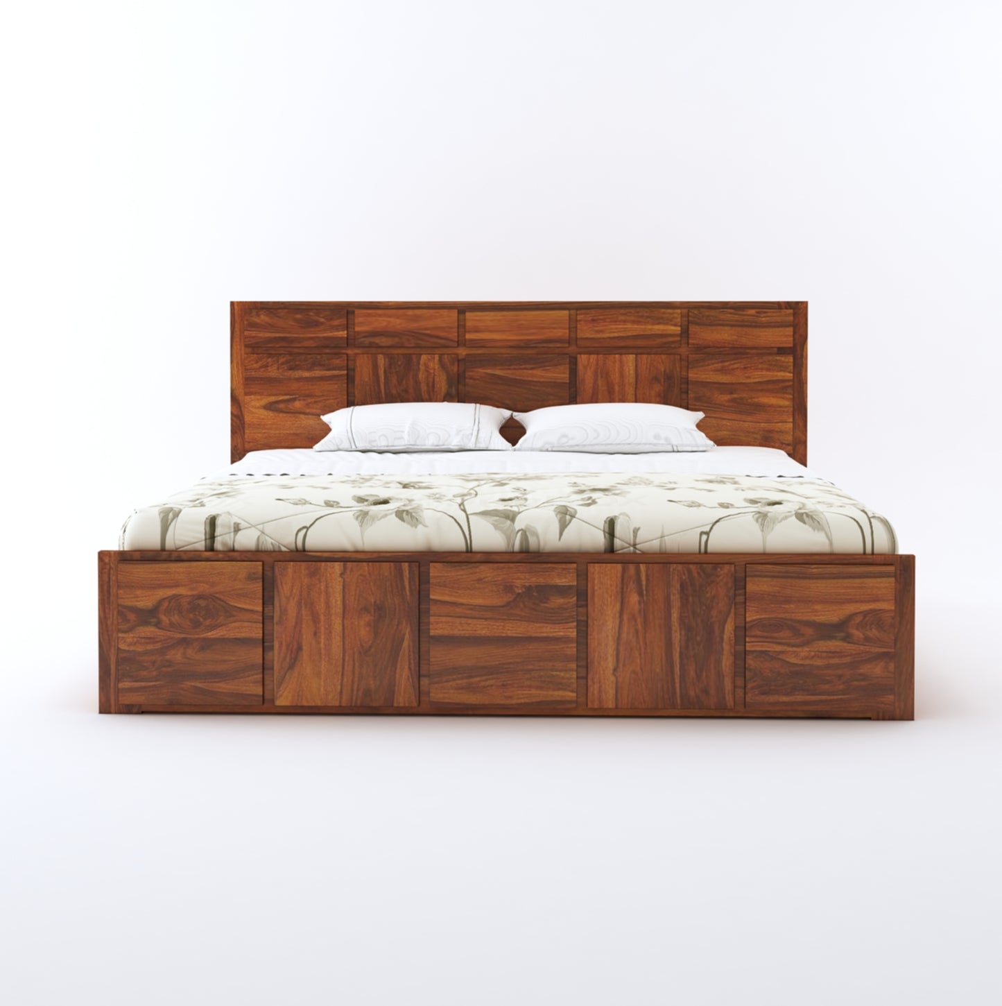 Elegant King Size Solid Wood Double Bed with Storage – Modern Bedroom Furniture