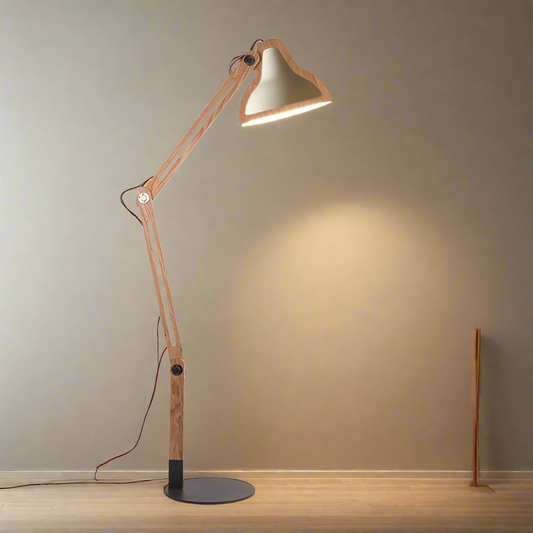 Modern Adjustable Wooden LED Floor Lamp with Minimalist Design