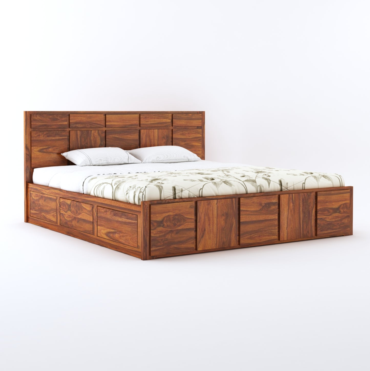 Elegant King Size Solid Wood Double Bed with Storage – Modern Bedroom Furniture