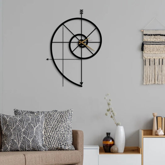 Modern Geometric Wall Clock - Minimalist Arrow Design Metal Clock for Home Decor