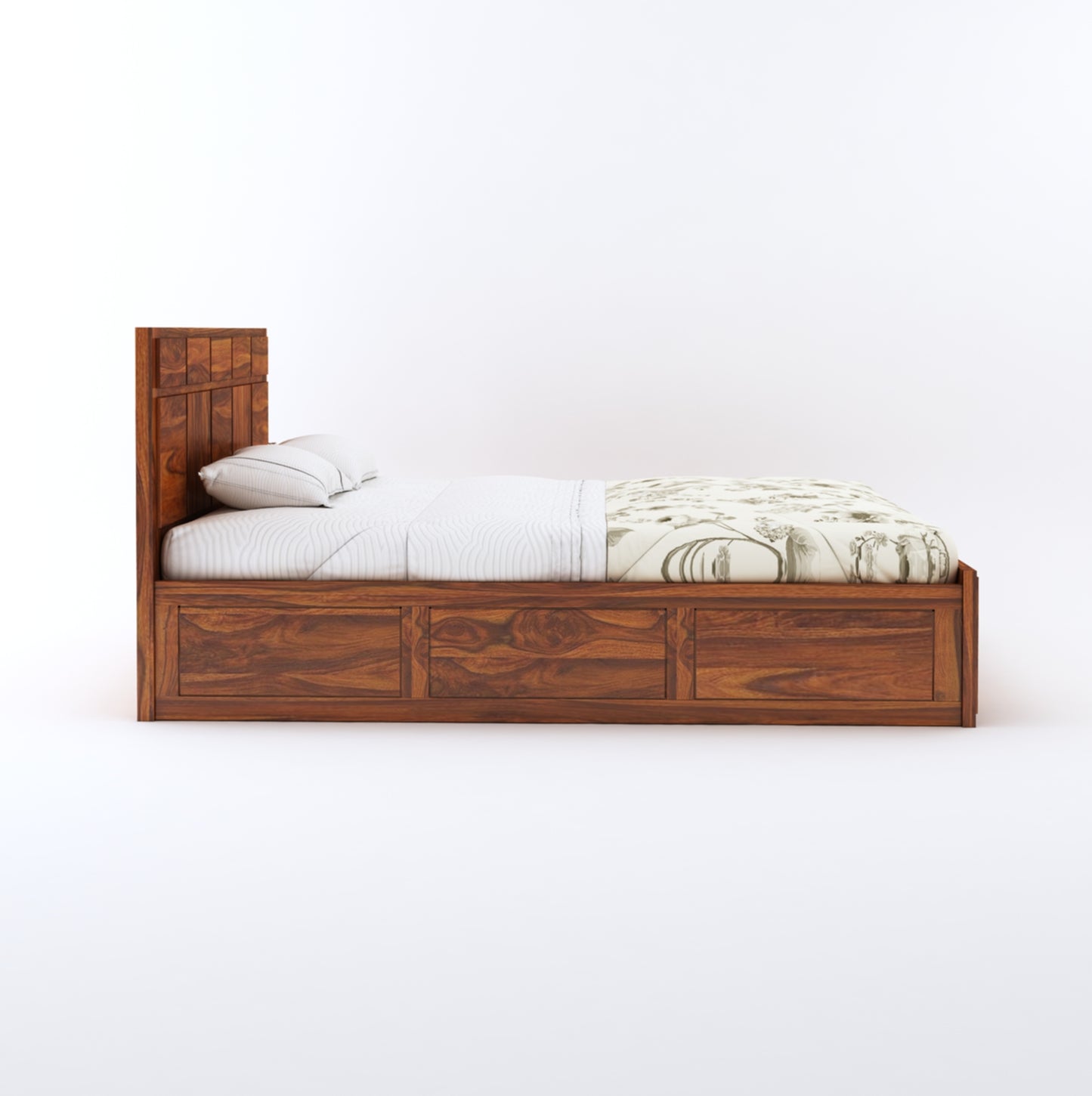 Elegant King Size Solid Wood Double Bed with Storage – Modern Bedroom Furniture