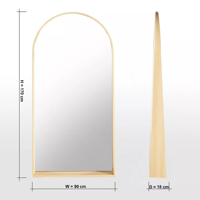 Modern Arched Floor Mirror - Full-Length Standing Mirror for Home Decor