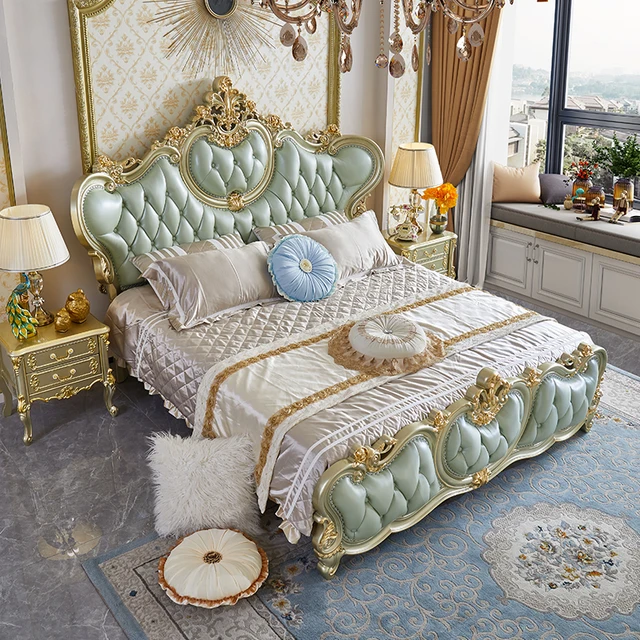 Royal luxury Italian Carved Wooden King Size Bed
