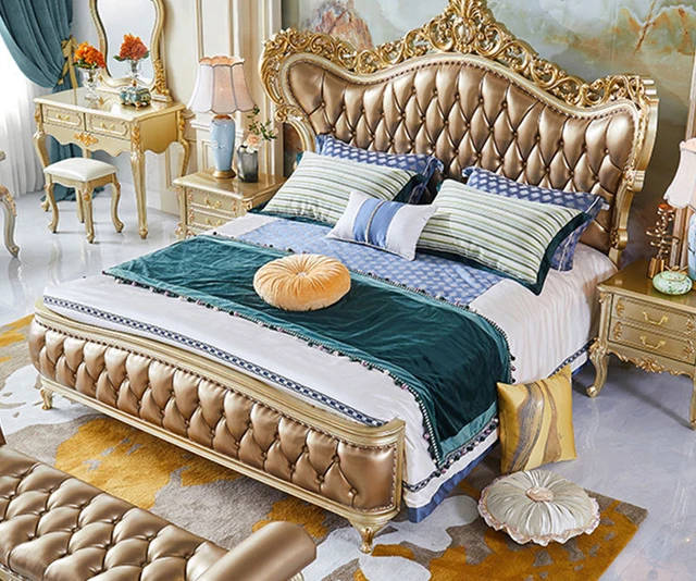 Royal luxury Italian Carved Wooden King Size Bed
