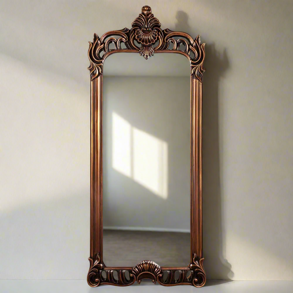 Luxury Full-Length Ornate Mirror – Handcrafted Vintage Wood Frame | Handcrafted with Solid Teakwood