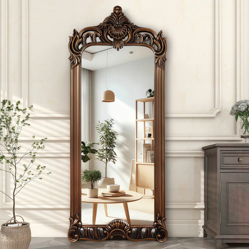 Luxury Full-Length Ornate Mirror – Handcrafted Vintage Wood Frame | Handcrafted with Solid Teakwood