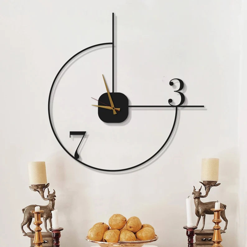 Modern Minimalist Wall Clock – Unique Open Design with Golden Hands for Home & Office Décor