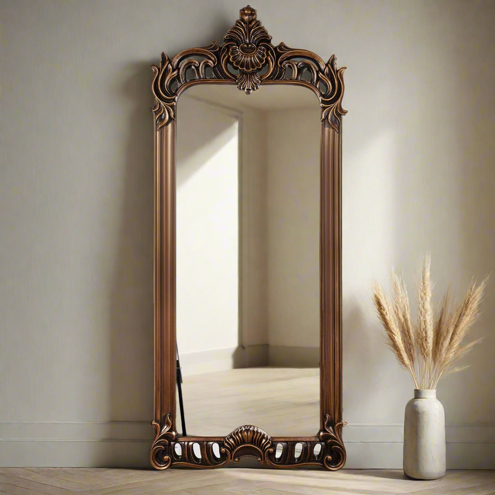 Luxury Full-Length Ornate Mirror – Handcrafted Vintage Wood Frame | Handcrafted with Solid Teakwood