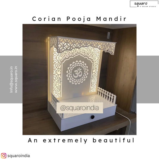 Pure White Designer Corian Pooja Mandir