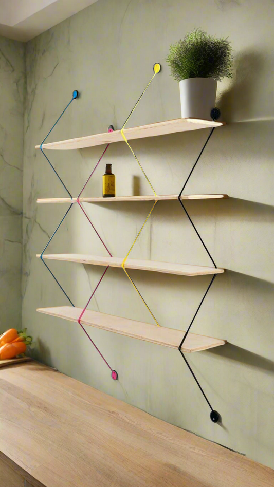 Colorful Geometric Wall Shelf - Modern Minimalist Storage Solution