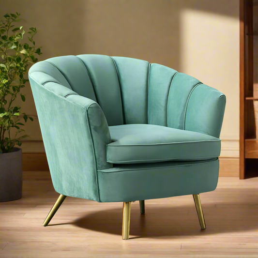 Light Blue Upholstered Single Seater Luxury Sofa