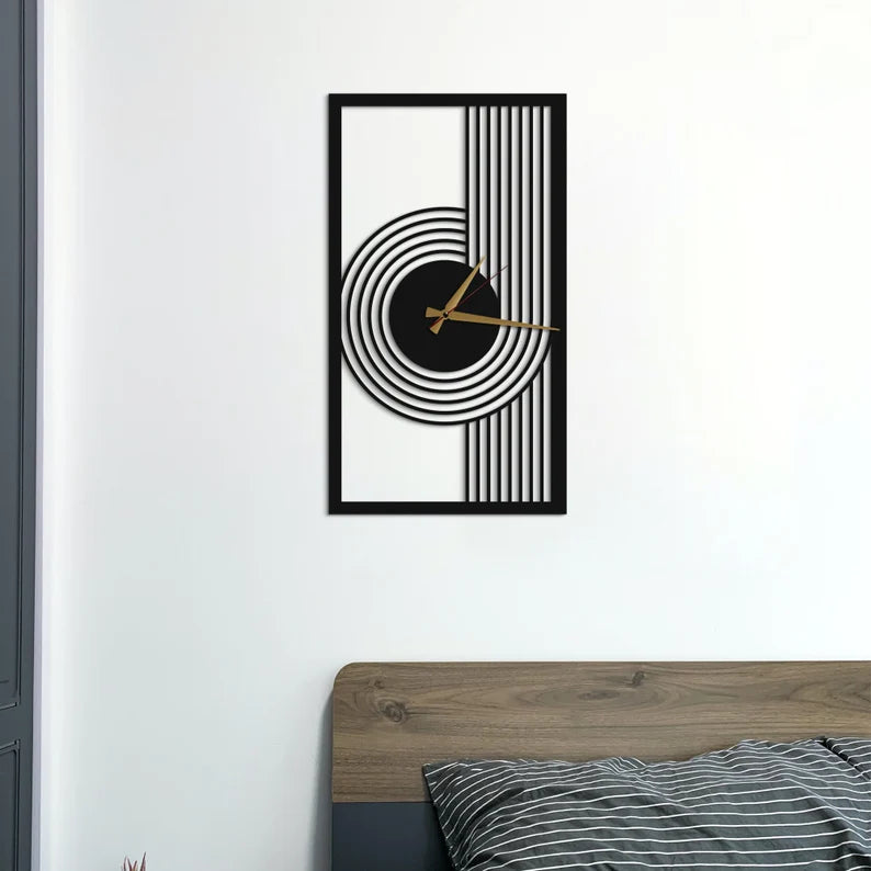 Modern Geometric Wall Clock – Sleek Minimalist Black Design for Home & Office Décor