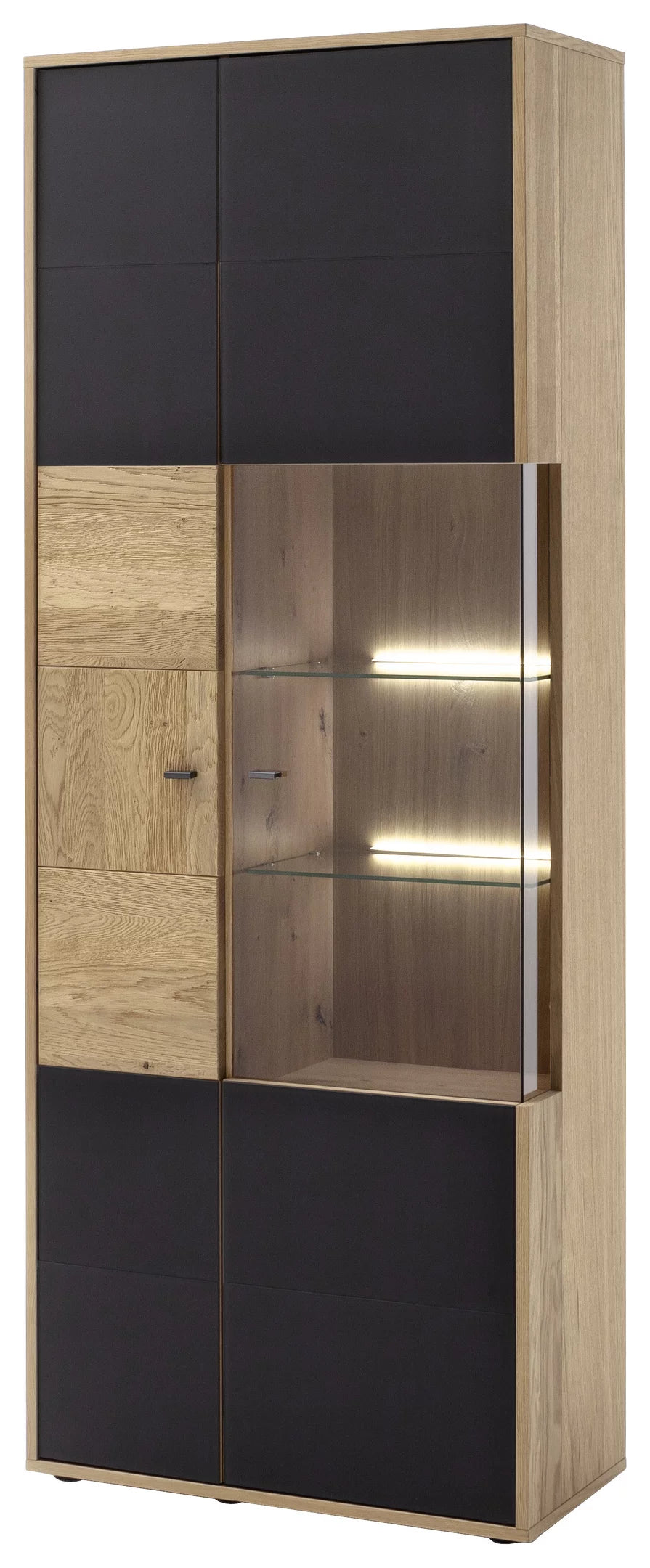 Modern Design Two-Tone Cabinet with LED Lighting and Versatile Storage for Home Decor