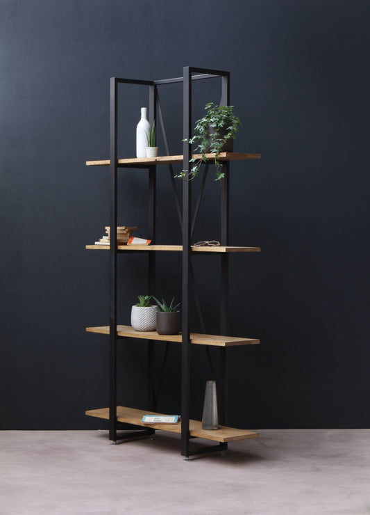 Luxurious Wooden Shelf with Sleek Black Metal Frame – Redefine Elegance in Your Home and Office Décor