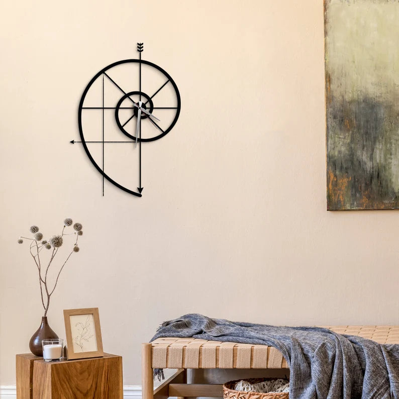 Modern Geometric Wall Clock - Minimalist Arrow Design Metal Clock for Home Decor