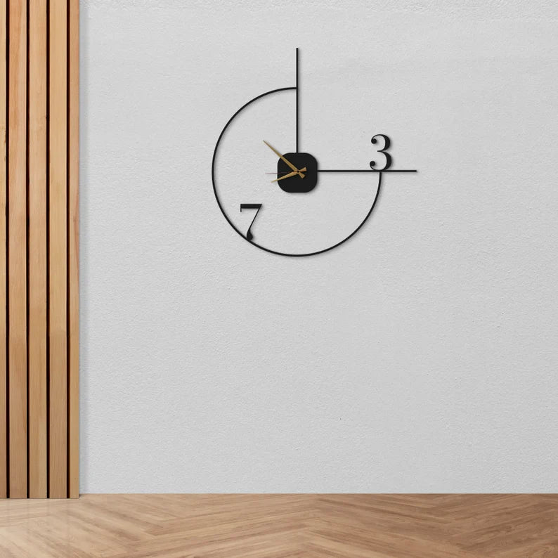 Modern Minimalist Wall Clock – Unique Open Design with Golden Hands for Home & Office Décor