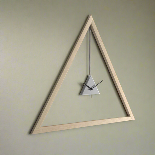 Minimalist Triangle Wooden Wall Clock Modern Wall Clock Combines Geometric Shapes And Natural Textures