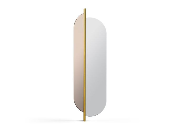 This Luxury Modern Dual-Panel Wall Mirror with Striking Vertical Gold Accent