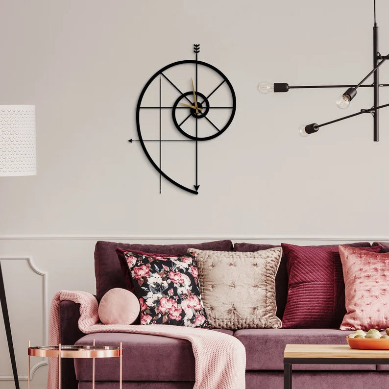 Modern Geometric Wall Clock - Minimalist Arrow Design Metal Clock for Home Decor