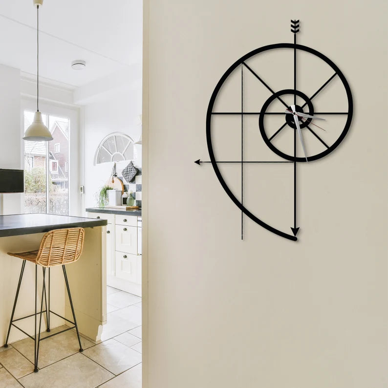 Modern Geometric Wall Clock - Minimalist Arrow Design Metal Clock for Home Decor