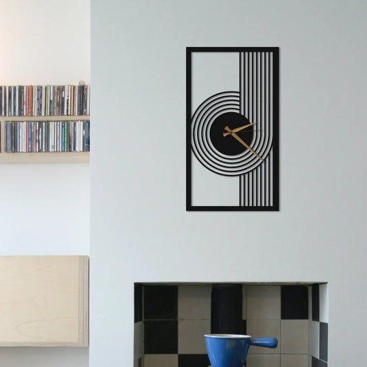 Modern Geometric Wall Clock – Sleek Minimalist Black Design for Home & Office Décor