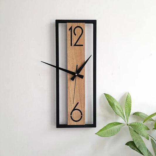 Rectangular Simplistic Numbers Designer Wall Clock (Black)