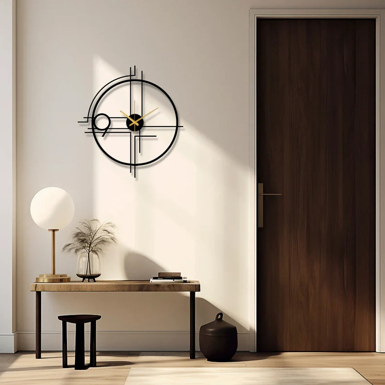 Modern Geometric Wall Clock – Minimalist Metal Design for Contemporary Home or Office Decor