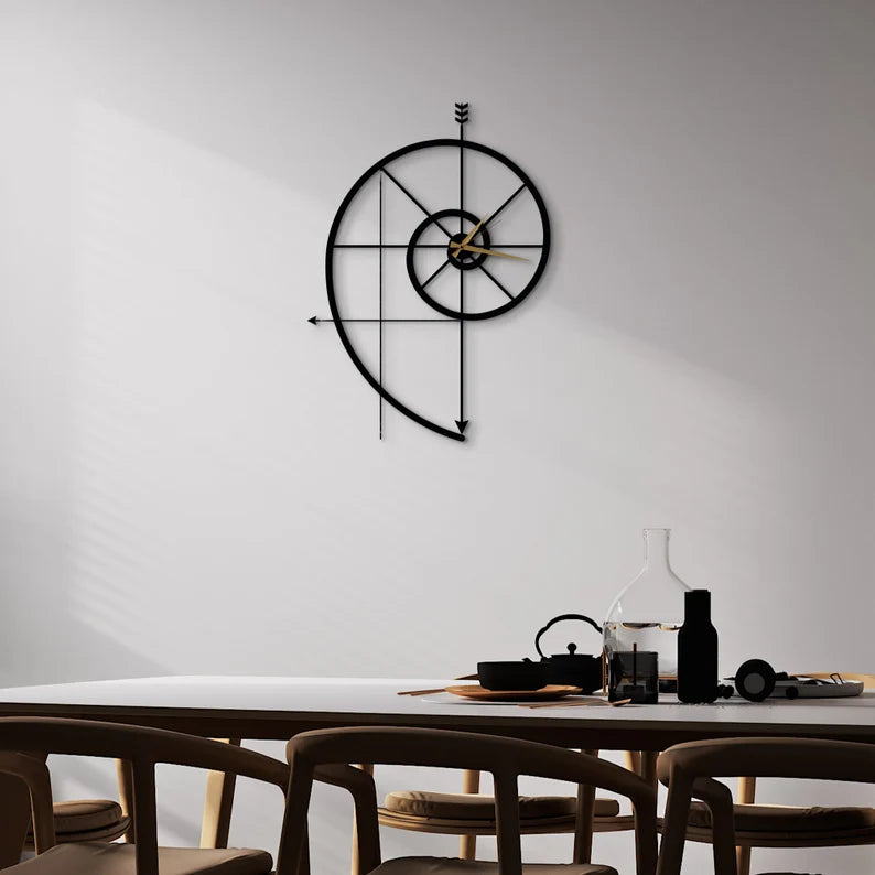 Modern Geometric Wall Clock - Minimalist Arrow Design Metal Clock for Home Decor