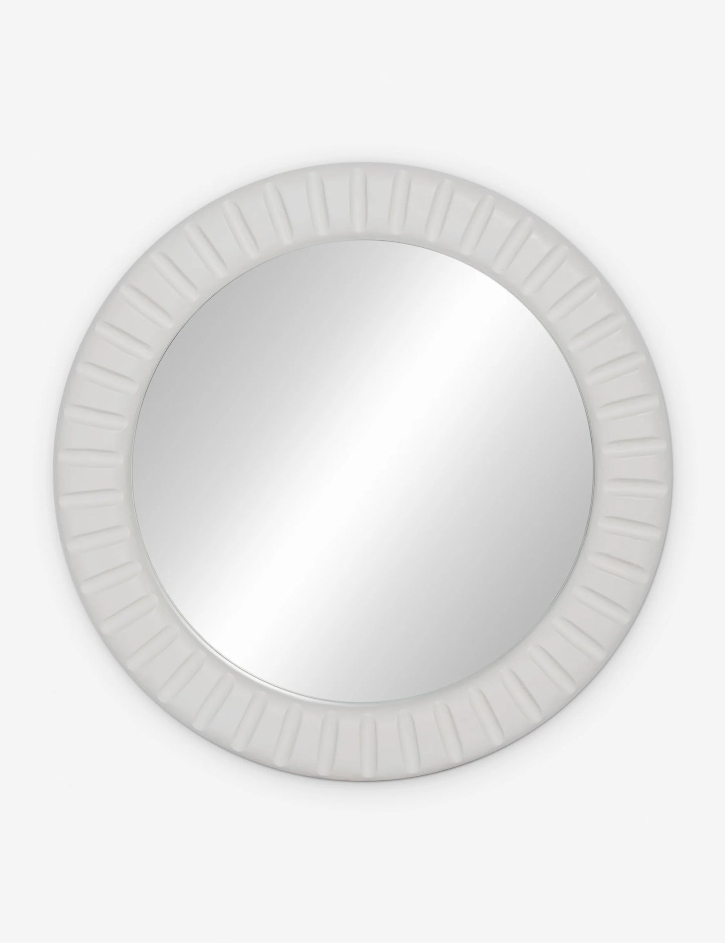 Modern Round White Wall Mirror – Textured Frame Accent Mirror | Elegant Round White Wall Mirror – Modern Textured Frame Decor