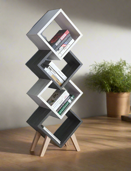 Modern Zigzag Cube Bookshelf - Stylish and Functional Storage Solution