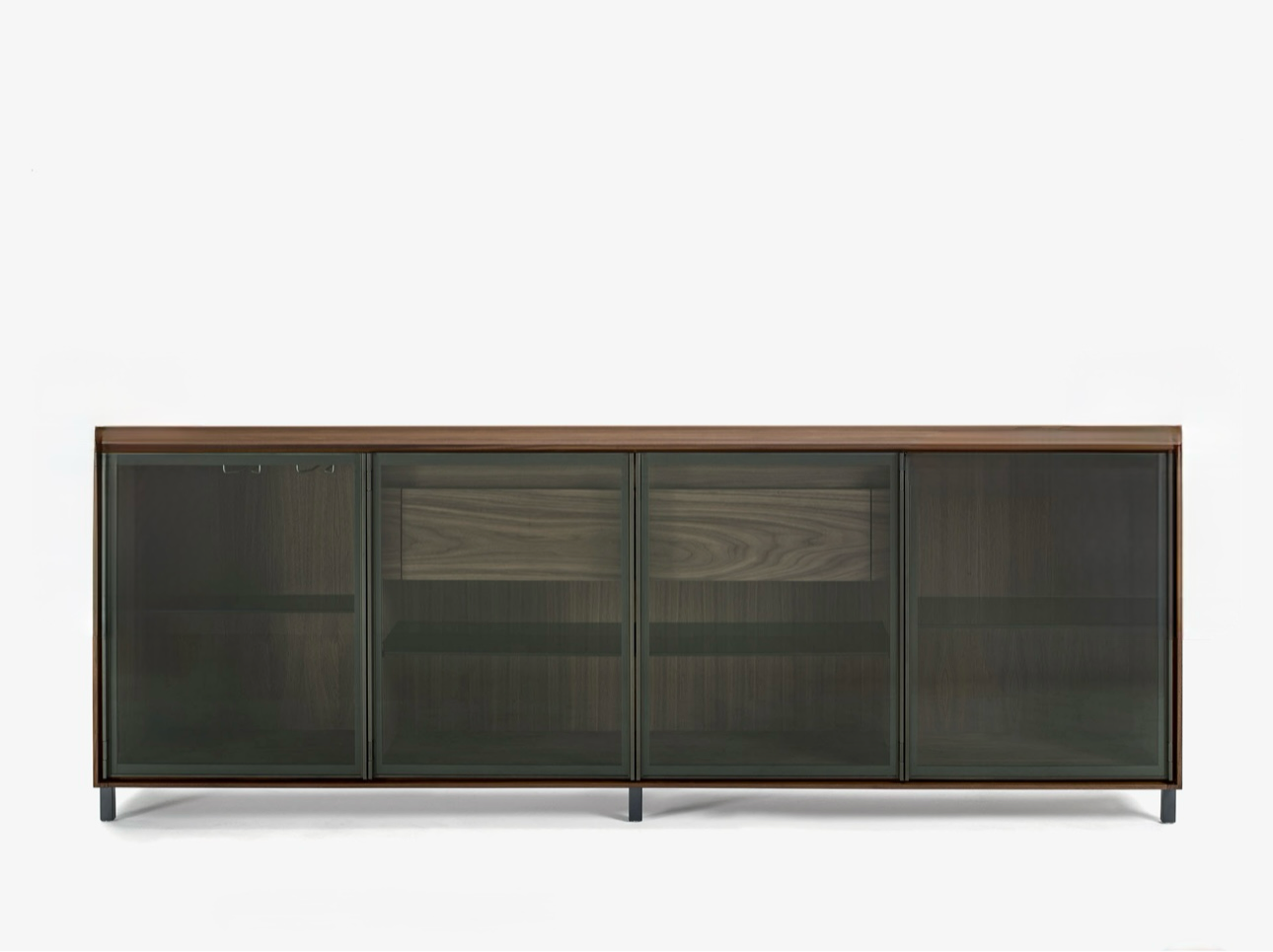 Modern Design Walnut Glass Display Cabinet with LED Lighting – Stylish Storage for Living Room or Dining Area