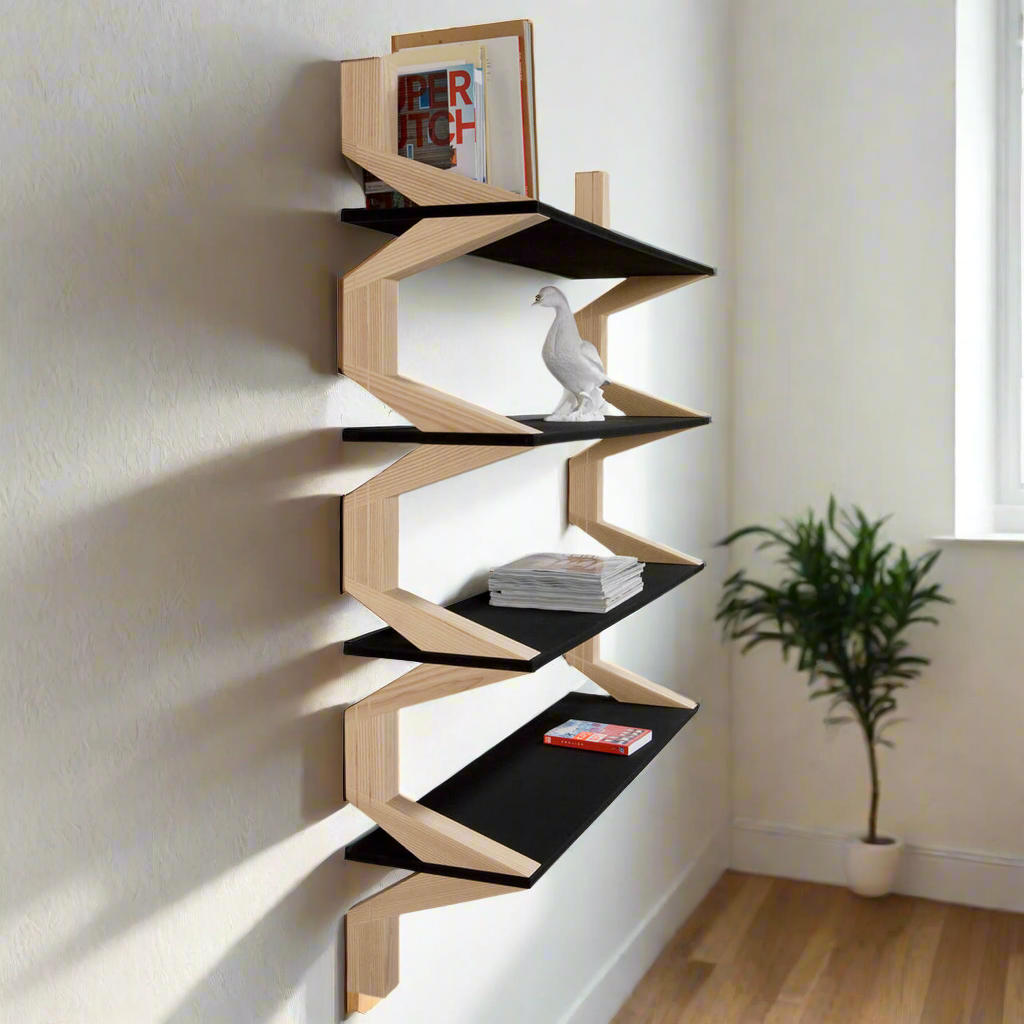 Modern Design Geometric Wall Bookshelf – Stylish Floating Shelves for a Contemporary Space