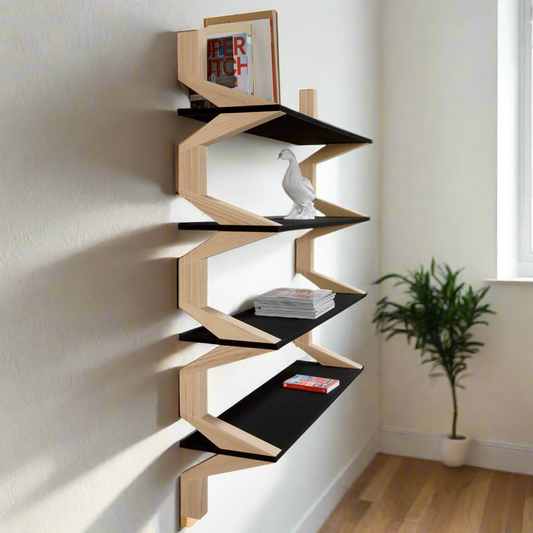 Modern Design Geometric Wall Bookshelf – Stylish Floating Shelves for a Contemporary Space