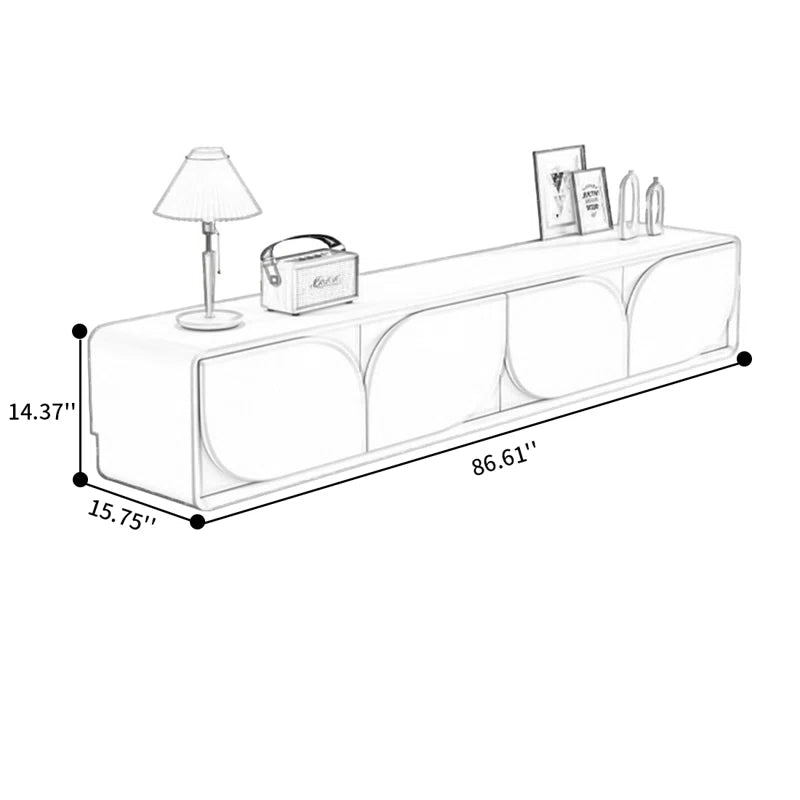 Modern Minimalist TV Cabinet with Curved White Doors | Sleek Wood Media Console for Stylish Living Rooms