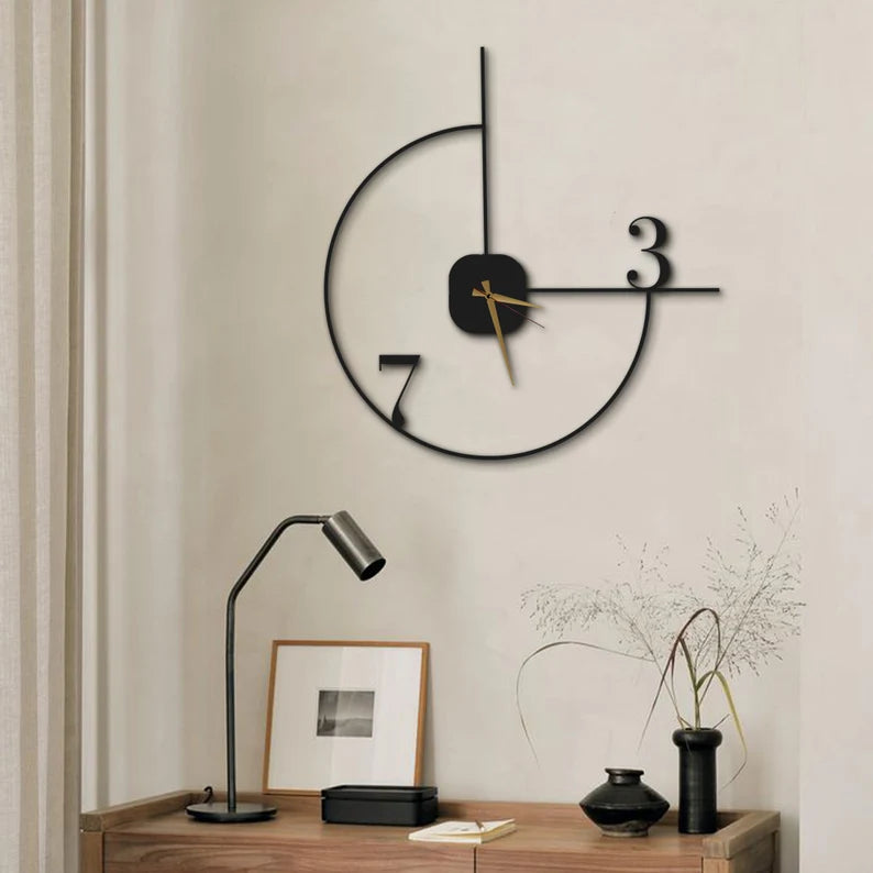 Modern Minimalist Wall Clock – Unique Open Design with Golden Hands for Home & Office Décor