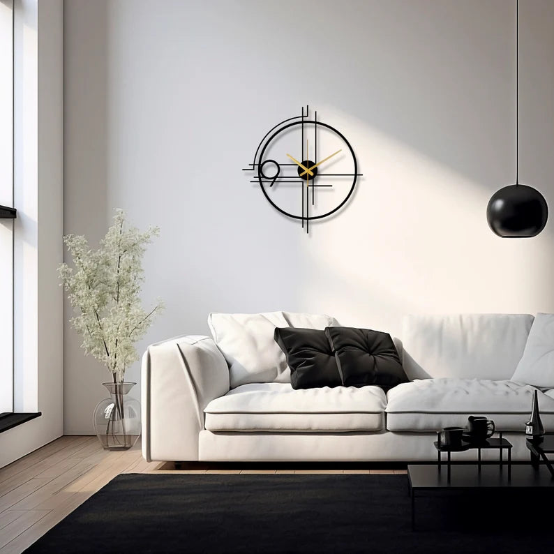 Modern Geometric Wall Clock – Minimalist Metal Design for Contemporary Home or Office Decor