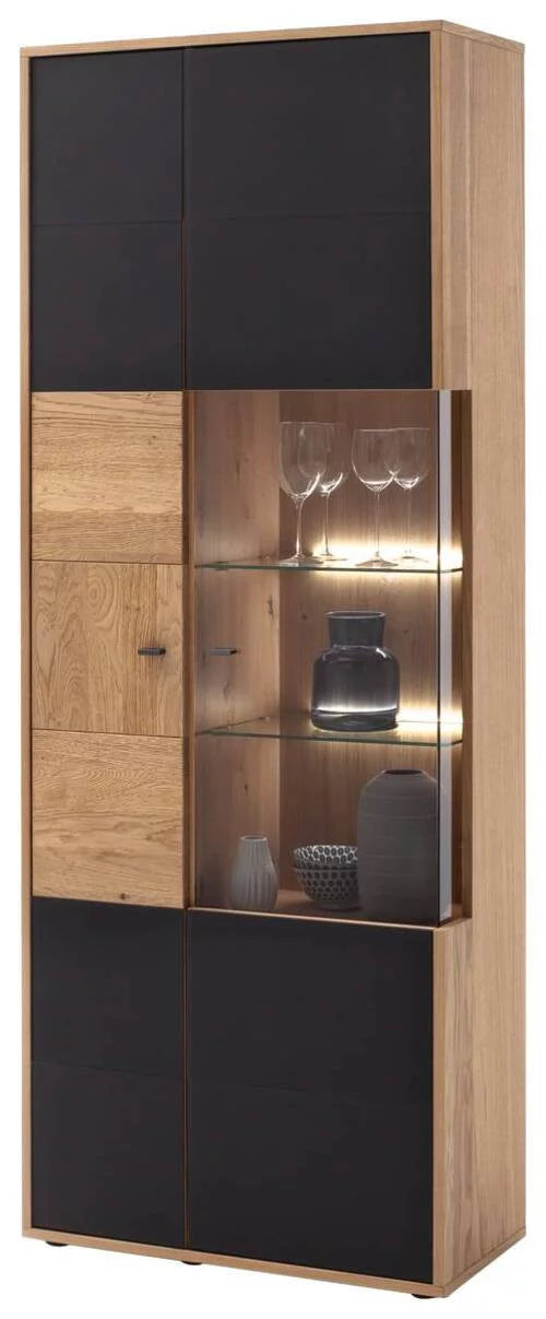 Modern Design Two-Tone Cabinet with LED Lighting and Versatile Storage for Home Decor