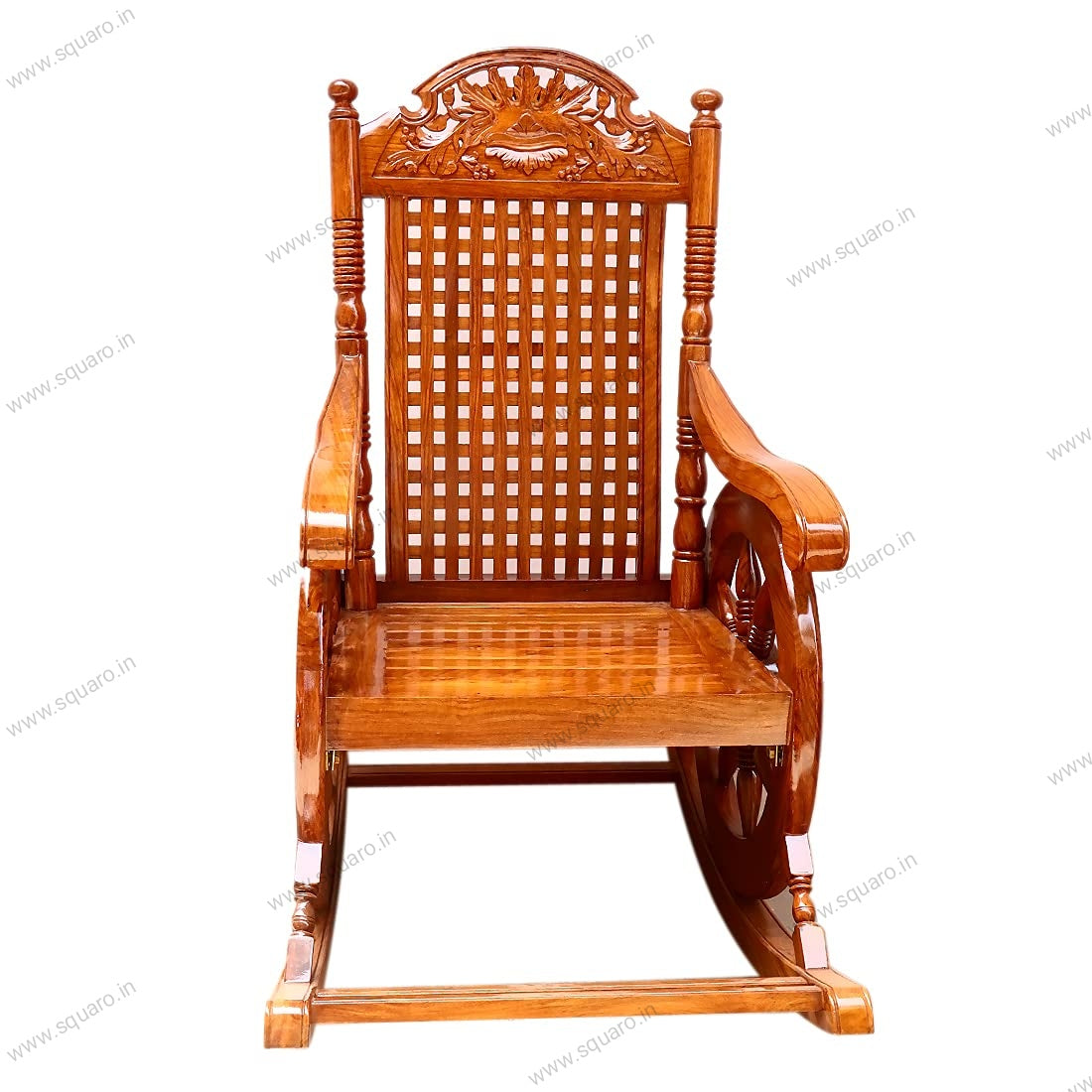Sheesham Handcrafted Wooden Rocking Chair Wooden armrest Chair with Back Support for Living Room