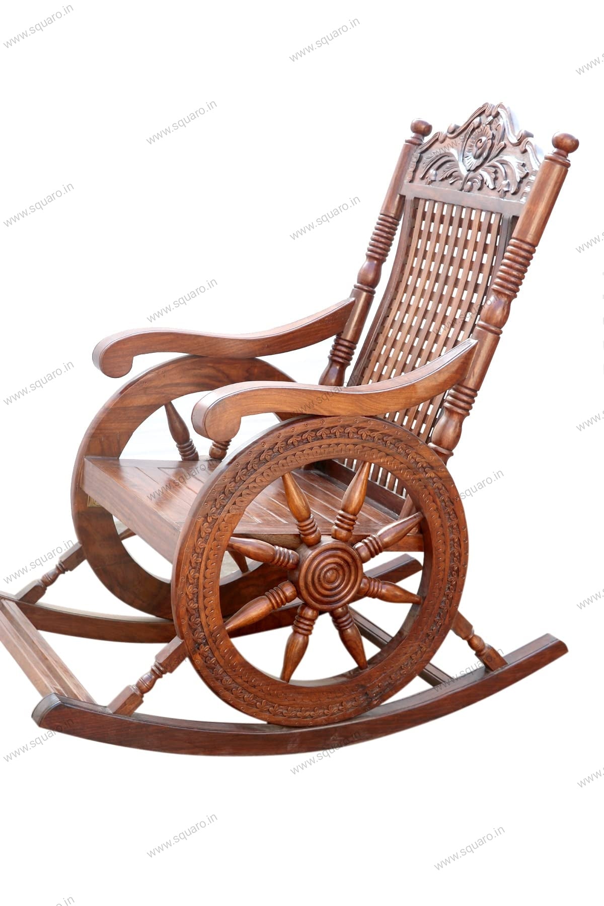 Sheesham Handcrafted Wooden Rocking Chair Wooden armrest Chair with Back Support for Living Room (Premium)