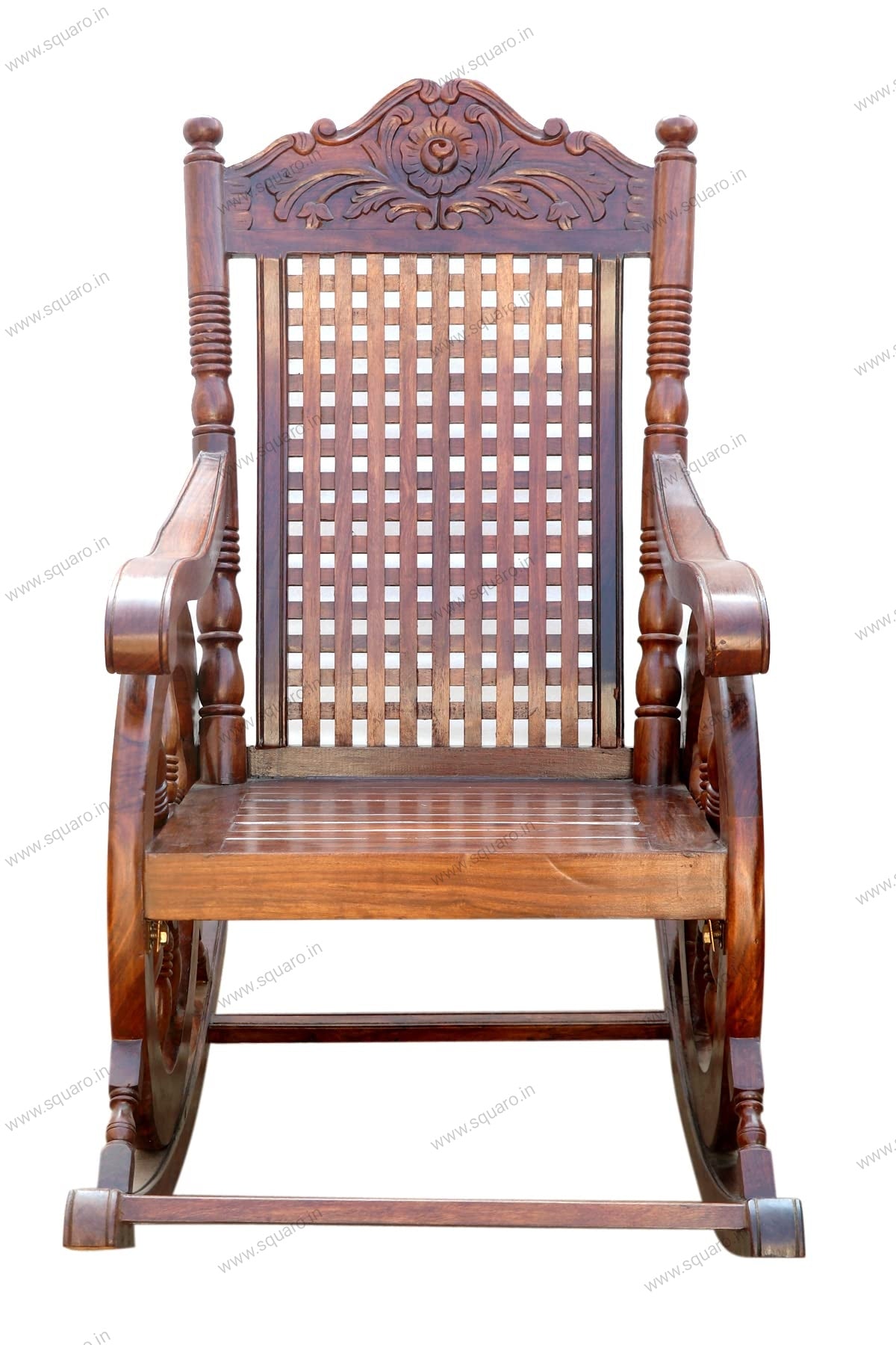 Sheesham Handcrafted Wooden Rocking Chair Wooden armrest Chair with Back Support for Living Room (Premium)