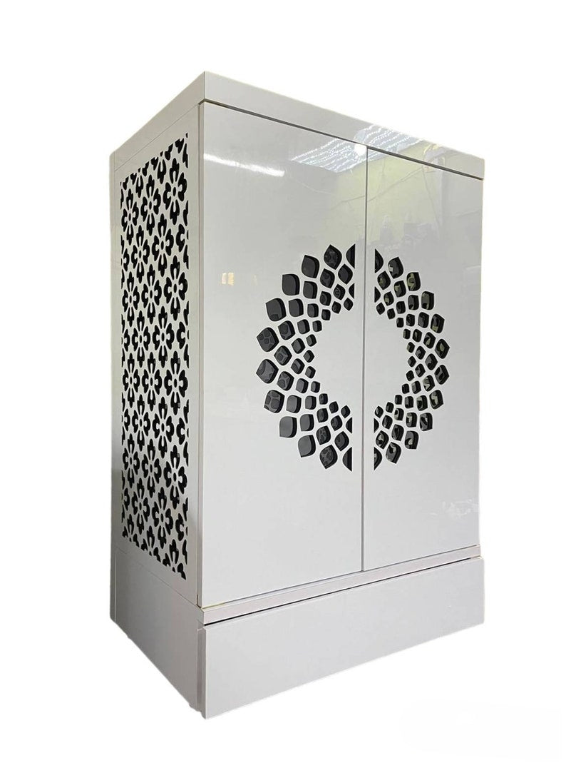 White Modern Design Pooja Mandir With Door