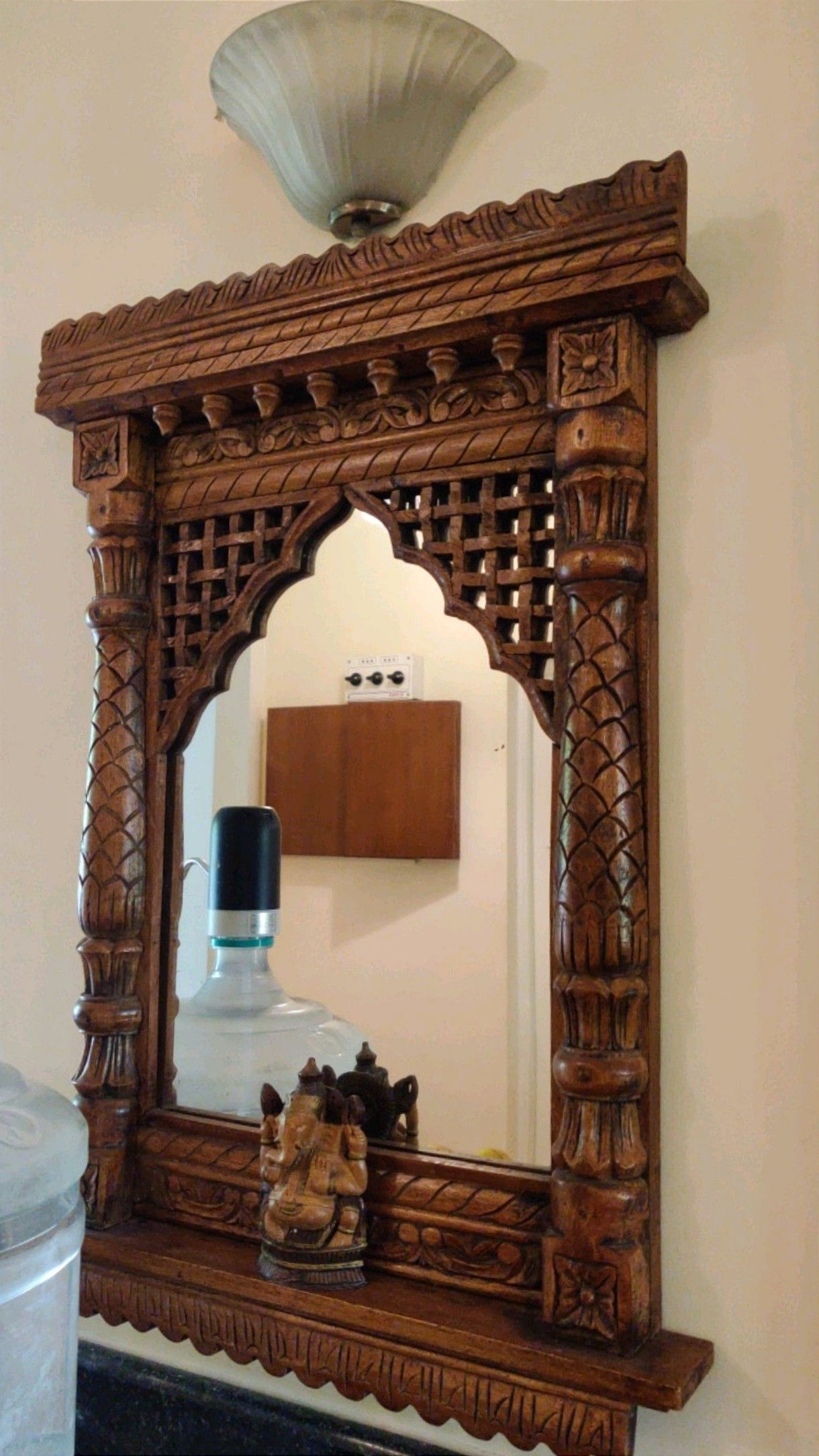 This Wooden Jharokha Mirror - A Stunning Piece of Art That Blends Traditional Indian Architecture with Modern Home Decor