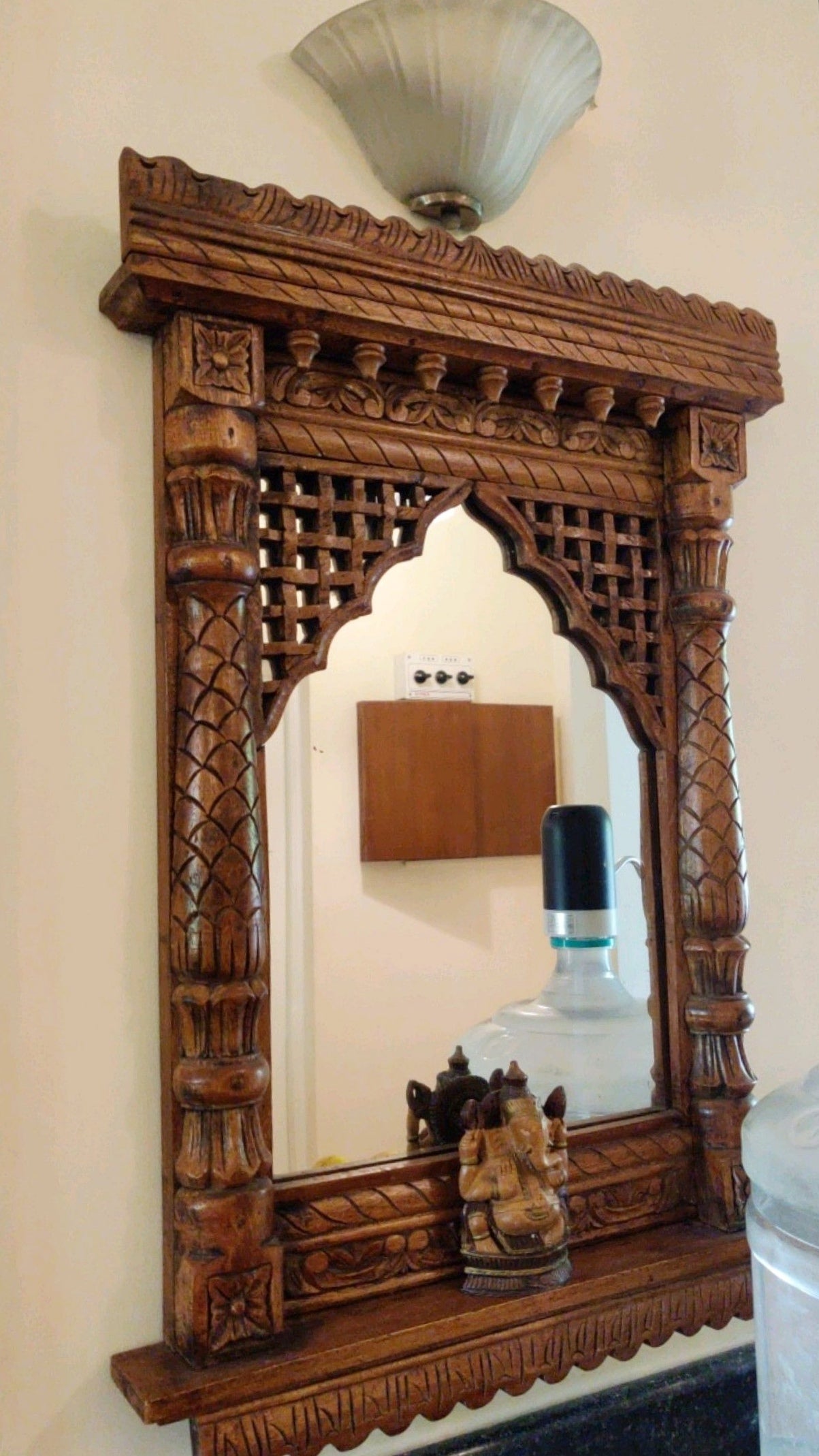 This Wooden Jharokha Mirror - A Stunning Piece of Art That Blends Traditional Indian Architecture with Modern Home Decor