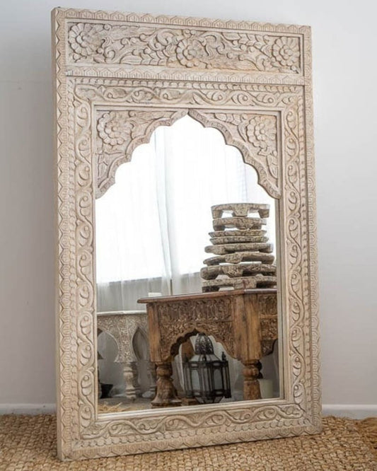 Enhance Your Home Decor with This Carved Wooden Jharokha Mirrors