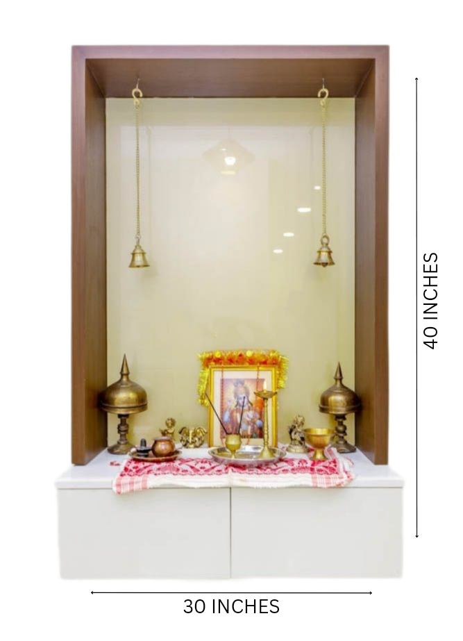 Pooja Mandir Wooden Temple White & Brown Wood Modern Design (40×30)