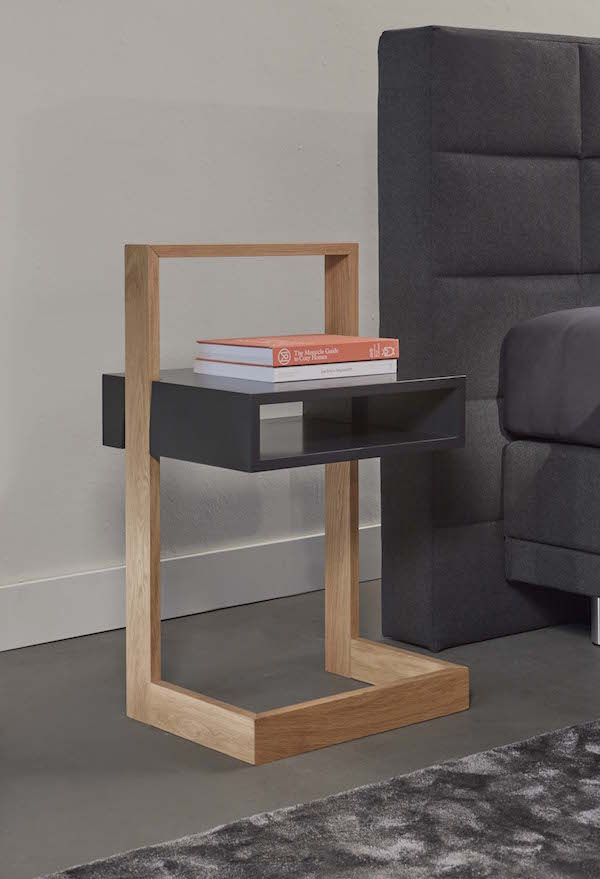 Bedside Table Black With Natural Wood