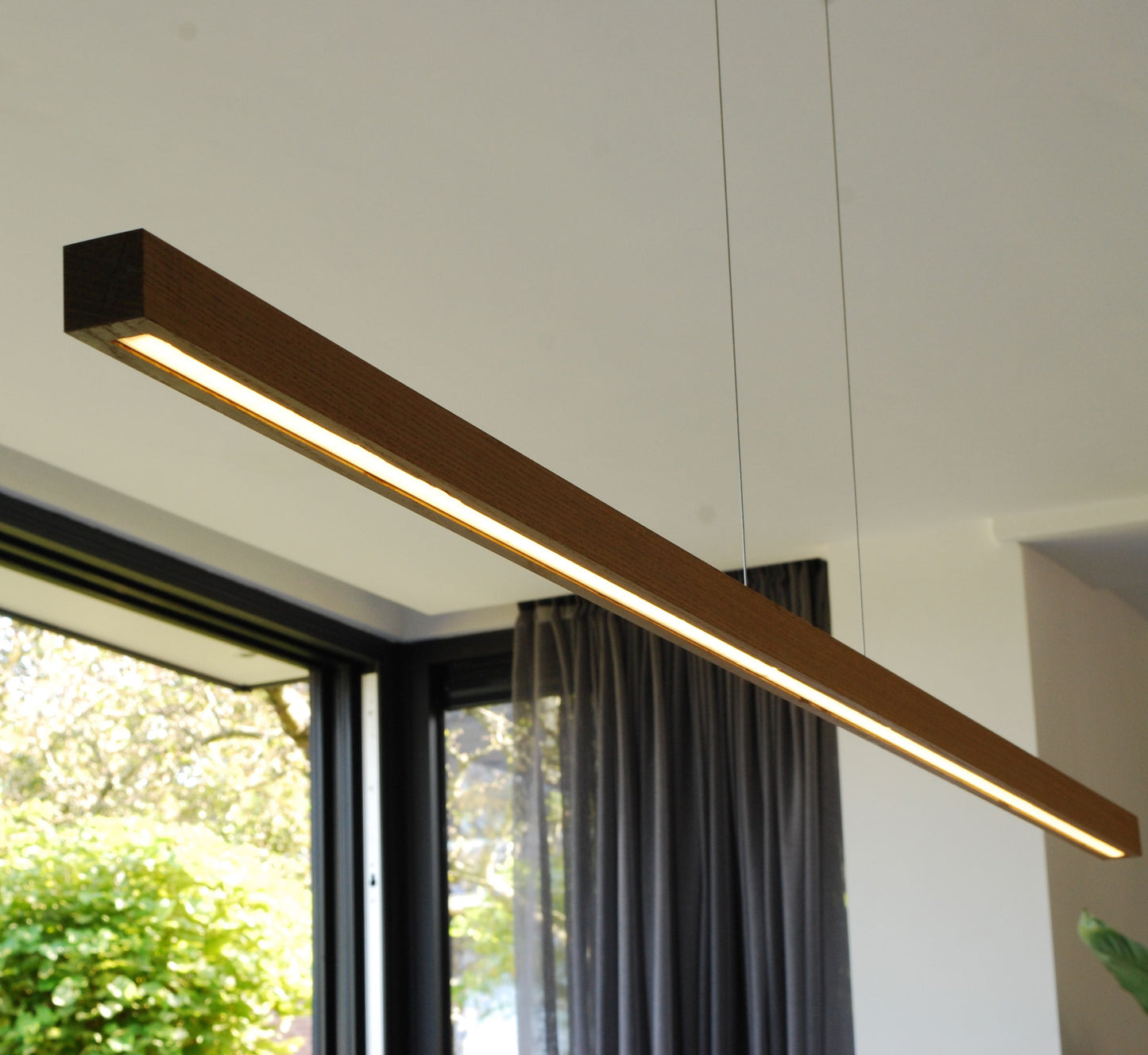 Straight Bar LED Hanging Liner Teak Wood Bar Lights