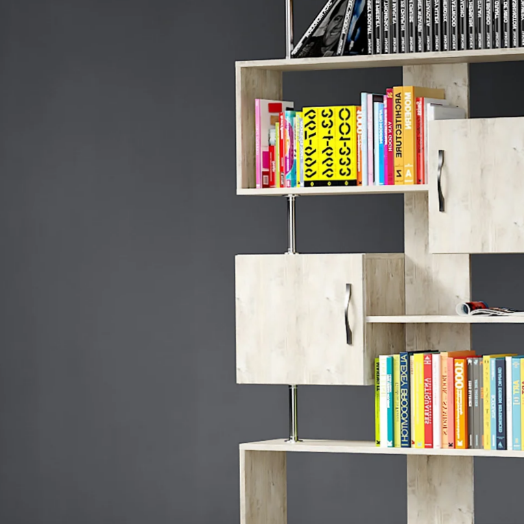 Wood Open Book shelves With Locker shelves